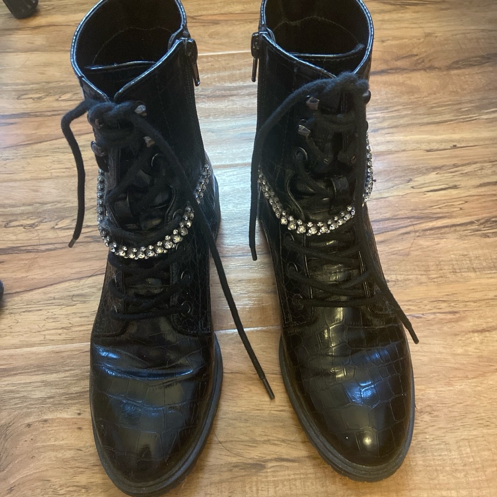 Express  Lace-Up Women's Boots with Rhinestone Detail